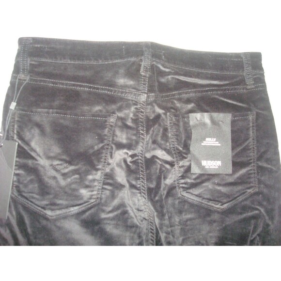 New Womens Designer Hudson Jeans 31 Black Silver NWT $225 Velvet Crop Pants High - Picture 7 of 7